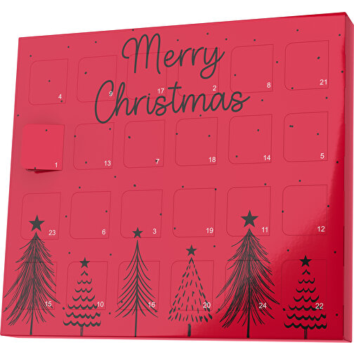 XS Adventskalender Merry Christmas Tanne , M&M\'s, dunkelrot / schwarz, Vollkartonhülle, weiß, 1,60cm x 12,00cm x 14,00cm (Länge x Höhe x Breite), Bild 1