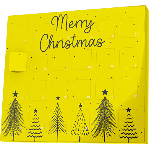 XS Adventskalender Merry Christmas Tanne , M&M\'s, gelb / schwarz, Vollkartonhülle, weiß, 1,60cm x 12,00cm x 14,00cm (Länge x Höhe x Breite), Bild 1