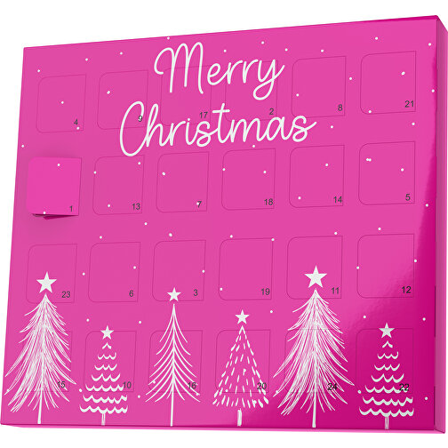 XS Adventskalender Merry Christmas Tanne , M&M\'s, pink / weiss, Vollkartonhülle, weiss, 1,60cm x 12,00cm x 14,00cm (Länge x Höhe x Breite), Bild 1