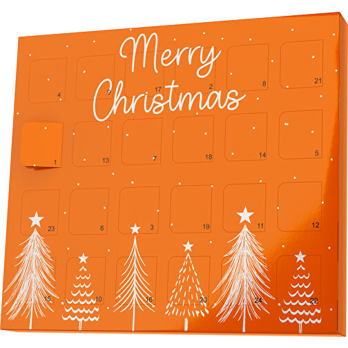 XS Adventskalender Merry Christmas Tanne , M&M\'s, orange / weiß, Vollkartonhülle, weiß, 1,60cm x 12,00cm x 14,00cm (Länge x Höhe x Breite), Bild 1