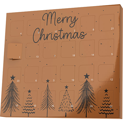 XS Adventskalender Merry Christmas Tanne , Brandt, braun / schwarz, Vollkartonhülle, weiß, 1,60cm x 12,00cm x 14,00cm (Länge x Höhe x Breite), Bild 1