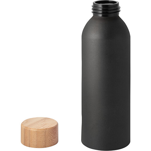 QUETA. Aluminiumflasche Mit Bambusdeckel 550 Ml , schwarz, Aluminium. Bambus, 1,00cm (Höhe), Bild 2