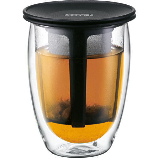 TEA FOR ONE. Doppelwandiges Teeglas 350ml , schwarz, Kunststoff, Borosilikatglas,Silikon, , Bild 1