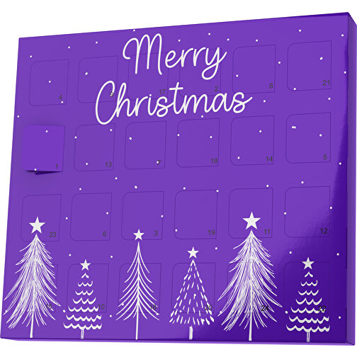 XS Adventskalender Merry Christmas Tanne , Brandt, violet / weiß, Vollkartonhülle, weiß, 1,60cm x 12,00cm x 14,00cm (Länge x Höhe x Breite), Bild 1