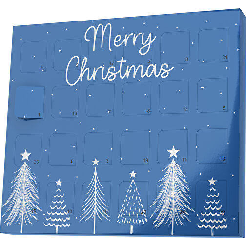 XS Adventskalender Merry Christmas Tanne , Brandt, dunkelblau / weiß, Vollkartonhülle, weiß, 1,60cm x 12,00cm x 14,00cm (Länge x Höhe x Breite), Bild 1