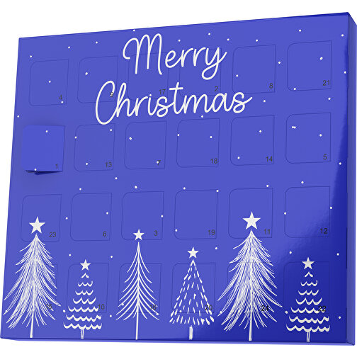XS Adventskalender Merry Christmas Tanne , Brandt, blau / weiß, Vollkartonhülle, weiß, 1,60cm x 12,00cm x 14,00cm (Länge x Höhe x Breite), Bild 1