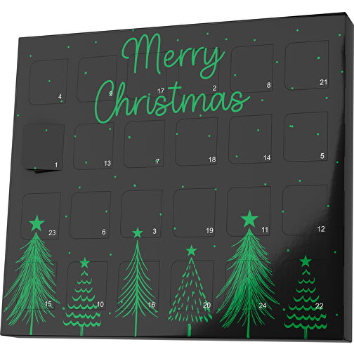 XS Adventskalender Merry Christmas Tanne , Brandt, schwarz / grün, Vollkartonhülle, weiß, 1,60cm x 12,00cm x 14,00cm (Länge x Höhe x Breite), Bild 1