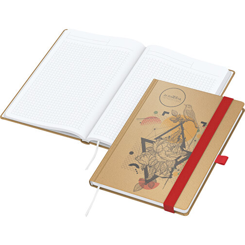 Notizbuch Match-Book White Bestseller A5 Natura Braun-individuell, Rot , braun, rot, 21,00cm x 14,80cm (Länge x Breite), Bild 1