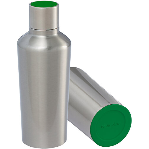 Thermotrinkflasche RETUMBLER-myDRINQEO 500 , Retumbler, silber / grün, Edelstahl, Kunststoff, Silikon, 8,40cm x 22,25cm x 8,40cm (Länge x Höhe x Breite), Bild 1