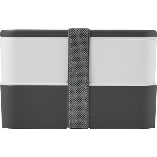 MIYO Doppel-Lunchbox , grau / weiß / grau, PP Kunststoff, 18,00cm x 11,30cm x 11,00cm (Länge x Höhe x Breite), Bild 3