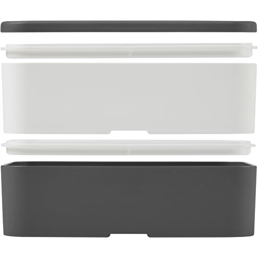 MIYO Doppel-Lunchbox , grau / weiß / grau, PP Kunststoff, 18,00cm x 11,30cm x 11,00cm (Länge x Höhe x Breite), Bild 7