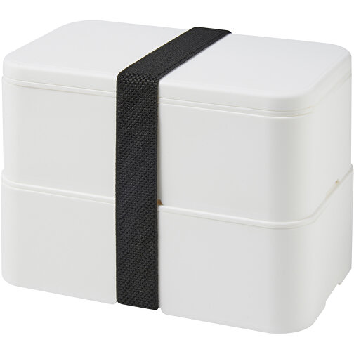 MIYO Doppel-Lunchbox , weiss / weiss / schwarz, PP Kunststoff, 18,00cm x 11,30cm x 11,00cm (Länge x Höhe x Breite), Bild 1