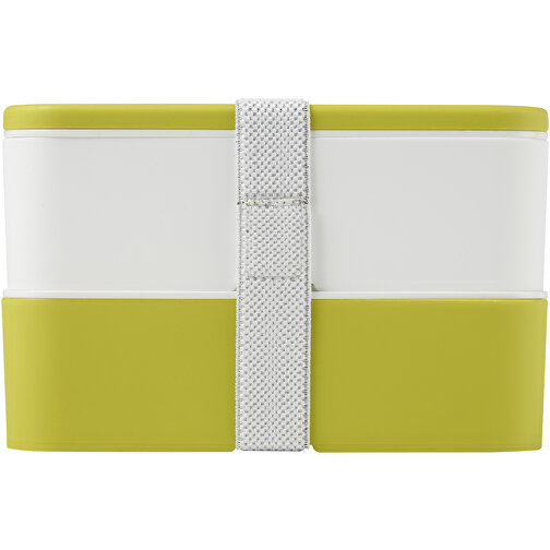 MIYO Doppel-Lunchbox , limone / weiss / weiss, PP Kunststoff, 18,00cm x 11,30cm x 11,00cm (Länge x Höhe x Breite), Bild 4