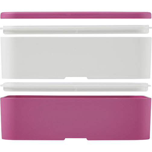 MIYO Doppel-Lunchbox , rosa / weiss / weiss, PP Kunststoff, 18,00cm x 11,30cm x 11,00cm (Länge x Höhe x Breite), Bild 7