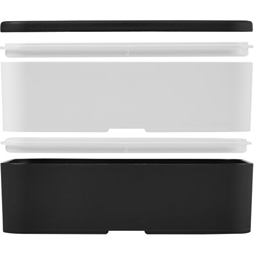 MIYO Doppel-Lunchbox , schwarz / weiß / schwarz, PP Kunststoff, 18,00cm x 11,30cm x 11,00cm (Länge x Höhe x Breite), Bild 7