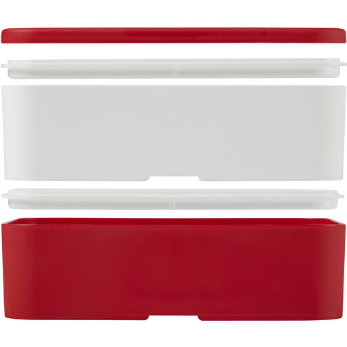MIYO Doppel-Lunchbox , rot / weiss / rot, PP Kunststoff, 18,00cm x 11,30cm x 11,00cm (Länge x Höhe x Breite), Bild 7