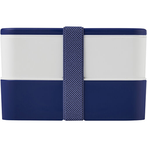 MIYO Doppel-Lunchbox , blau / weiss / blau, PP Kunststoff, 18,00cm x 11,30cm x 11,00cm (Länge x Höhe x Breite), Bild 3