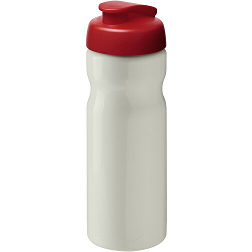 H2O Active® Eco Base 650 Ml Sportflasche Mit Klappdeckel , elfenbeinweiß / rot, PCR Kunststoff, PP Kunststoff, 22,10cm (Höhe), Bild 1