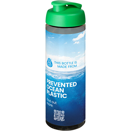 H2O Active® Eco Vibe 850 Ml Sportflasche Mit Klappdeckel , kohle / grün, PCR Kunststoff, PP Kunststoff, 24,40cm (Höhe), Bild 2