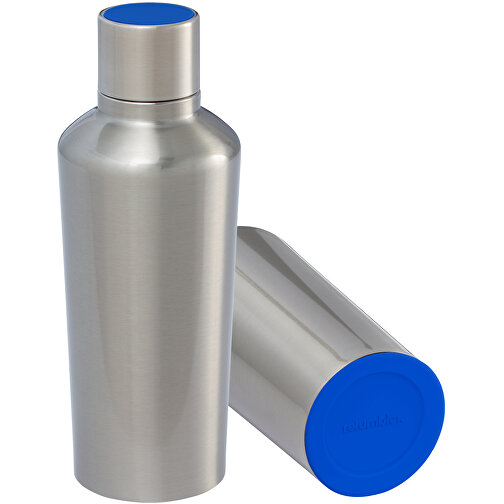 Thermotrinkflasche RETUMBLER-myDRINQEO 500 , Retumbler, silber / blau, Edelstahl, Kunststoff, Silikon, 8,40cm x 22,25cm x 8,40cm (Länge x Höhe x Breite), Bild 1