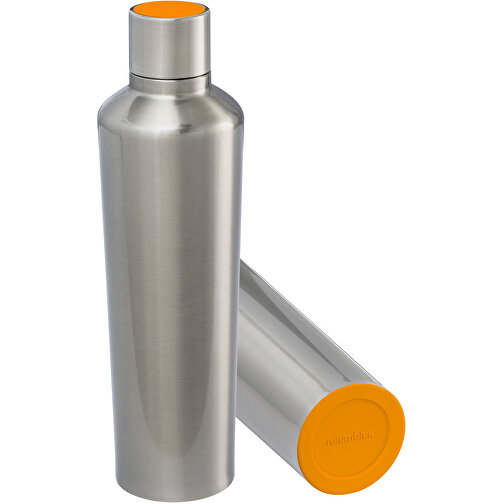 Thermotrinkflasche RETUMBLER-myDRINQEO 770 , Retumbler, silber / orange, Edelstahl, Kunststoff, Silikon, 8,40cm x 29,00cm x 8,40cm (Länge x Höhe x Breite), Bild 1