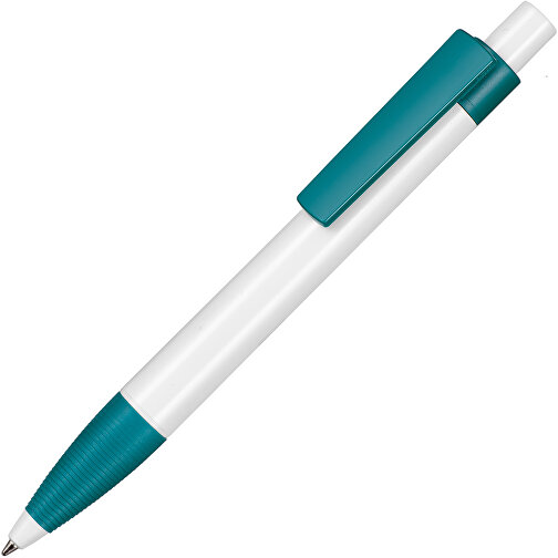 Kugelschreiber SCREEN , Ritter-Pen, weiß/petrol-türkis, ABS-Kunststoff, 145,00cm (Länge), Bild 2