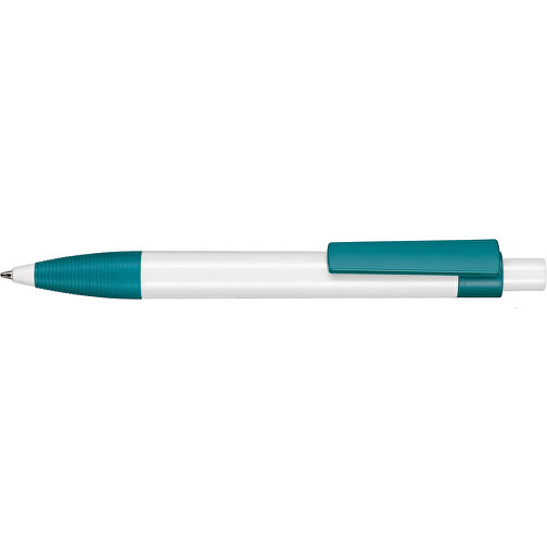 Kugelschreiber SCREEN , Ritter-Pen, weiss/petrol-türkis, ABS-Kunststoff, 145,00cm (Länge), Bild 3