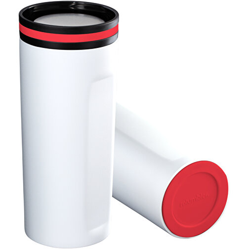 Thermobecher RETUMBLER-mySTEELONE , Retumbler, weiß / rot / rot, Edelstahl, Kunststoff, Silikon, 8,40cm x 20,20cm x 8,40cm (Länge x Höhe x Breite), Bild 1