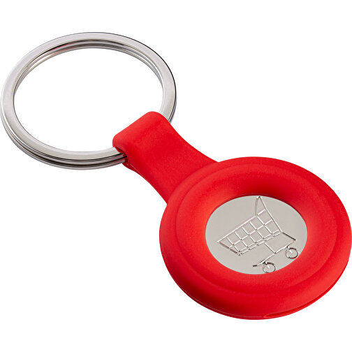 Schlüsselanhänger RE98-PORTOLA , Re98, silber / rot, Metall, Silikon, 5,30cm x 0,80cm x 3,60cm (Länge x Höhe x Breite), Bild 2