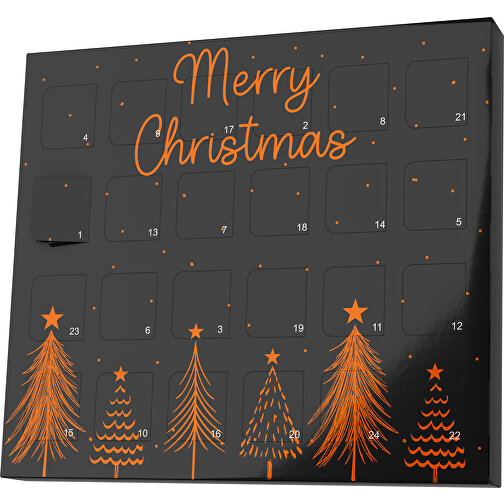 XS Adventskalender Merry Christmas Tanne , Brandt, schwarz / orange, Vollkartonhülle, weiß, 1,60cm x 12,00cm x 14,00cm (Länge x Höhe x Breite), Bild 1