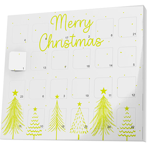 XS Adventskalender Merry Christmas Tanne , Brandt, weiß / hellgrün, Vollkartonhülle, weiß, 1,60cm x 12,00cm x 14,00cm (Länge x Höhe x Breite), Bild 1