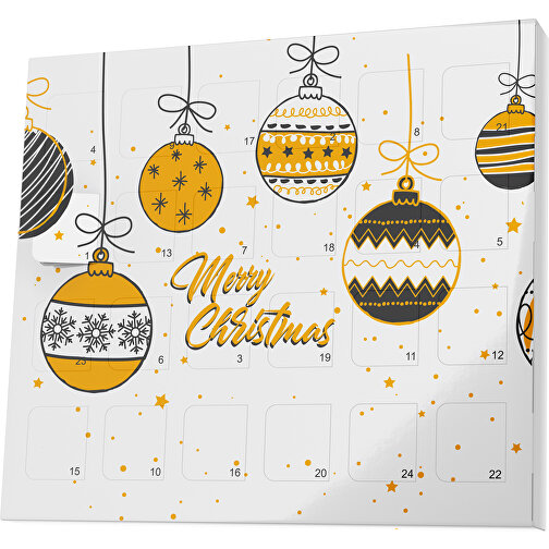 XS Adventskalender Weihnachtskugeln , Brandt, weiß / kürbisorange, Vollkartonhülle, weiß, 1,60cm x 12,00cm x 14,00cm (Länge x Höhe x Breite), Bild 1