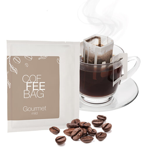 CoffeeBag - Gourmet - Weiß , weiß, Papier, 12,00cm x 0,90cm x 10,00cm (Länge x Höhe x Breite), Bild 2