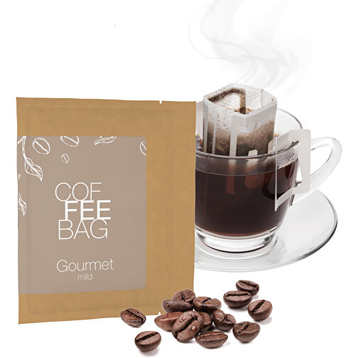 CoffeeBag - Gourmet - Naturbraun , braun, Papier, 12,00cm x 0,90cm x 10,00cm (Länge x Höhe x Breite), Bild 2
