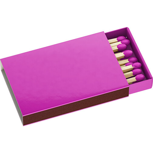 Streichholzschachtel 5,5 X 3,6 X 0,8 Cm , pink, Holz, Karton, 5,50cm x 0,80cm x 3,60cm (Länge x Höhe x Breite), Bild 1