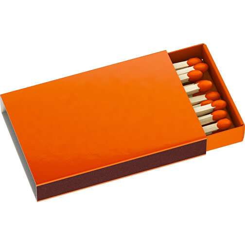 Streichholzschachtel 5,5 X 3,6 X 0,8 Cm , orange, Holz, Karton, 5,50cm x 0,80cm x 3,60cm (Länge x Höhe x Breite), Bild 1