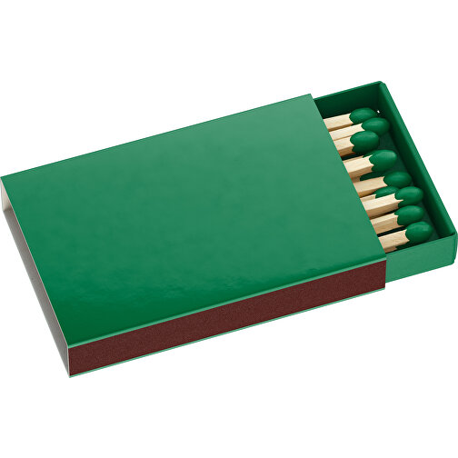 Streichholzschachtel 5,5 X 3,6 X 0,8 Cm , grün, Holz, Karton, 5,50cm x 0,80cm x 3,60cm (Länge x Höhe x Breite), Bild 1