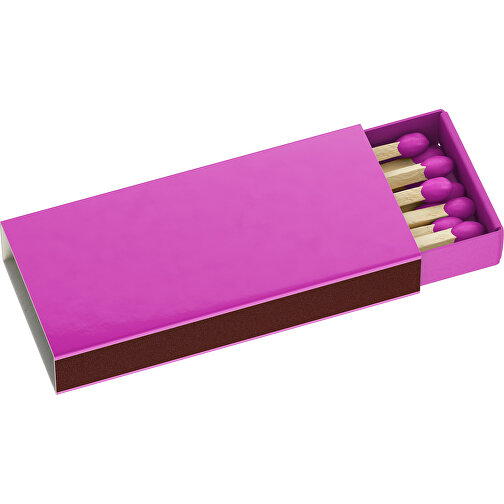 Streichholzschachtel 5,5 X 2,3 X 0,7 Cm , pink, Holz, Karton, 5,50cm x 0,70cm x 2,30cm (Länge x Höhe x Breite), Bild 1