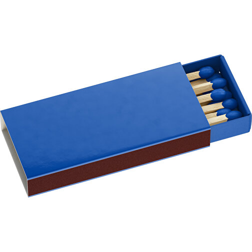 Streichholzschachtel 5,5 X 2,3 X 0,7 Cm , blau, Holz, Karton, 5,50cm x 0,70cm x 2,30cm (Länge x Höhe x Breite), Bild 1