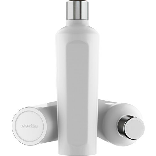 Thermotrinkflasche RETUMBLER-mySTEELONE , Retumbler, weiß / weiß, Edelstahl, Kunststoff, Silikon, 7,75cm x 29,35cm x 8,87cm (Länge x Höhe x Breite), Bild 1