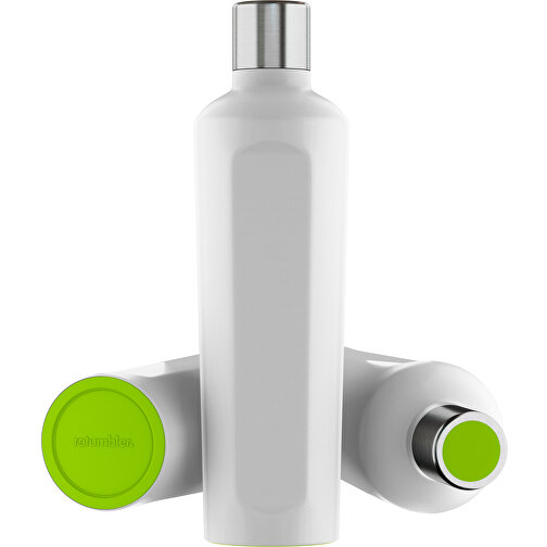 Thermotrinkflasche RETUMBLER-mySTEELONE , Retumbler, weiß / hellgrün, Edelstahl, Kunststoff, Silikon, 7,75cm x 29,35cm x 8,87cm (Länge x Höhe x Breite), Bild 1