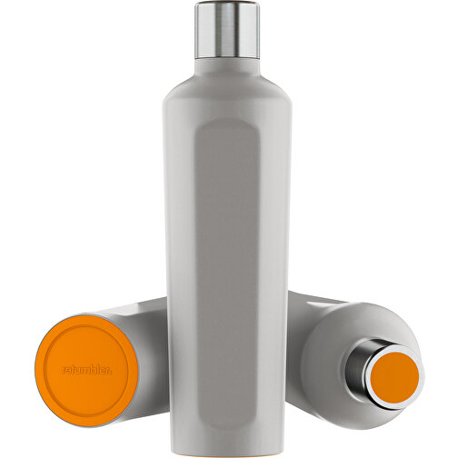 Thermotrinkflasche RETUMBLER-mySTEELONE , Retumbler, silber / orange, Edelstahl, Kunststoff, Silikon, 7,75cm x 29,35cm x 8,87cm (Länge x Höhe x Breite), Bild 1