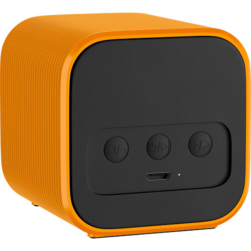 Bluetooth-Lautsprecher Double-Sound , schwarz / gelborange, ABS Kunststoff, 6,00cm x 6,00cm x 6,00cm (Länge x Höhe x Breite), Bild 2