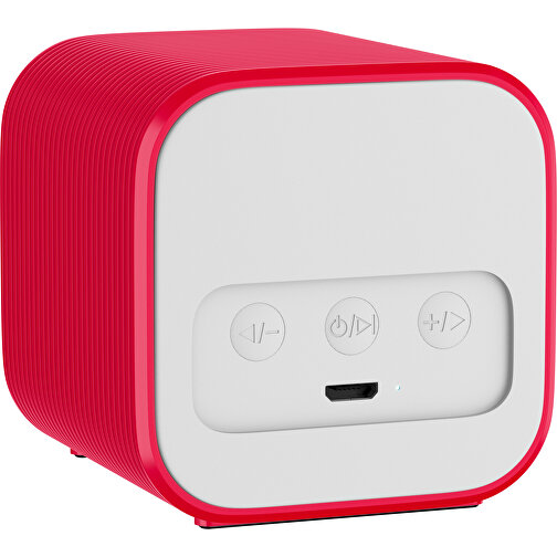Bluetooth-Lautsprecher Double-Sound , weiß / ampelrot, ABS Kunststoff, 6,00cm x 6,00cm x 6,00cm (Länge x Höhe x Breite), Bild 2