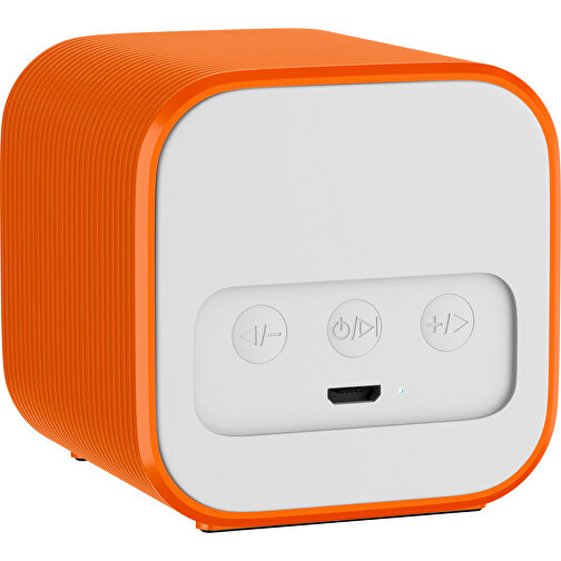 Bluetooth-Lautsprecher Double-Sound , weiß / orange, ABS Kunststoff, 6,00cm x 6,00cm x 6,00cm (Länge x Höhe x Breite), Bild 2