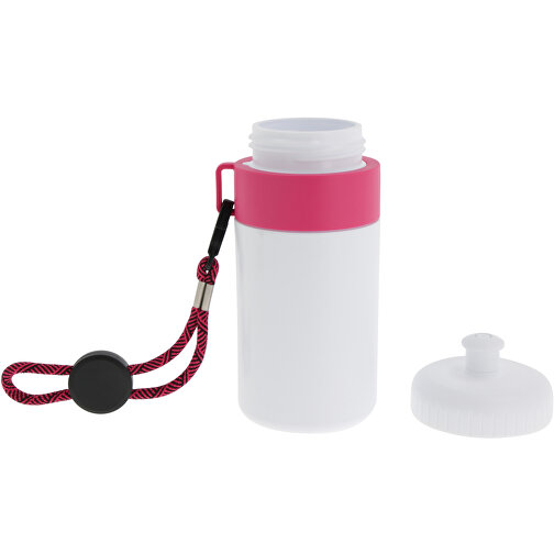 Sportflasche Mit Halteschlaufe 500ml , weiß / rosé, LDPE & PP, 17,00cm (Höhe), Bild 3