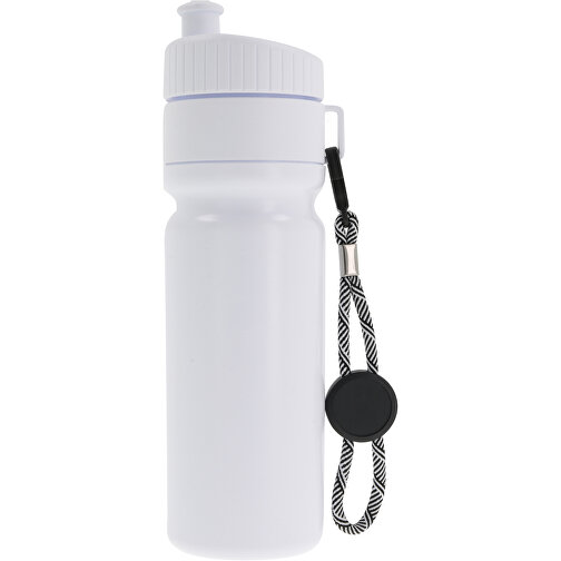 Sportflasche Mit Rand Und Kordel 750ml , weiß / weiß, LDPE & PP, 25,00cm (Höhe), Bild 1