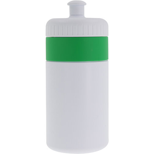 Sportflasche Mit Rand 500ml , weiß / grün, LDPE & PP, 17,00cm (Höhe), Bild 2