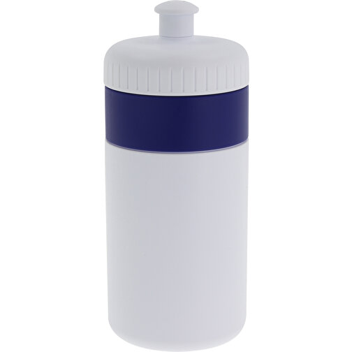 Sportflasche Mit Rand 500ml , weiss / dunkelblau, LDPE & PP, 17,00cm (Höhe), Bild 1
