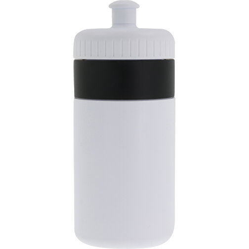 Sportflasche Mit Rand 500ml , weiss / schwarz, LDPE & PP, 17,00cm (Höhe), Bild 2